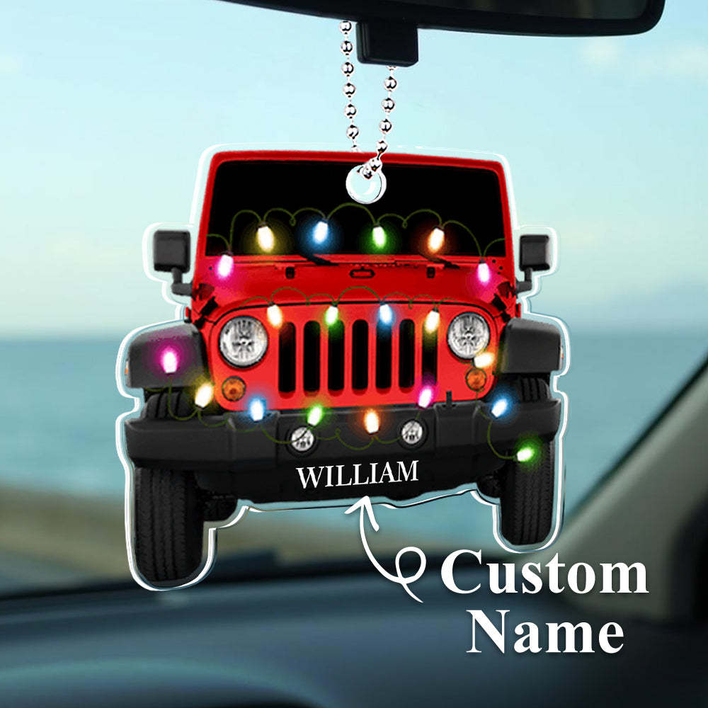 Personalized Car Ornament with Name Acrylic Christmas Ornament for Christmas Gift - Myphotomugs