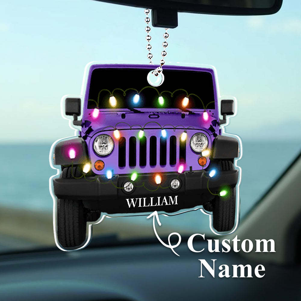 Personalized Car Ornament with Name Acrylic Christmas Ornament for Christmas Gift - Myphotomugs