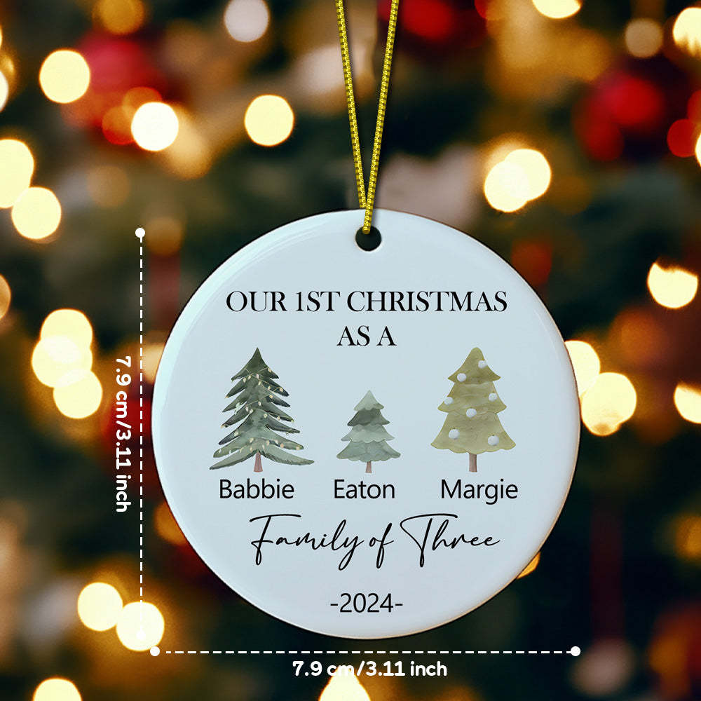 Personalized Baby's First Christmas Ornament Family of Three Christmas Ornament for Christmas Gift - Myphotomugs