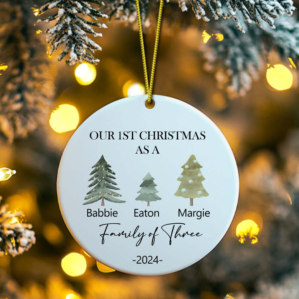 Personalized Baby's First Christmas Ornament Family of Three Christmas Ornament for Christmas Gift - Myphotomugs