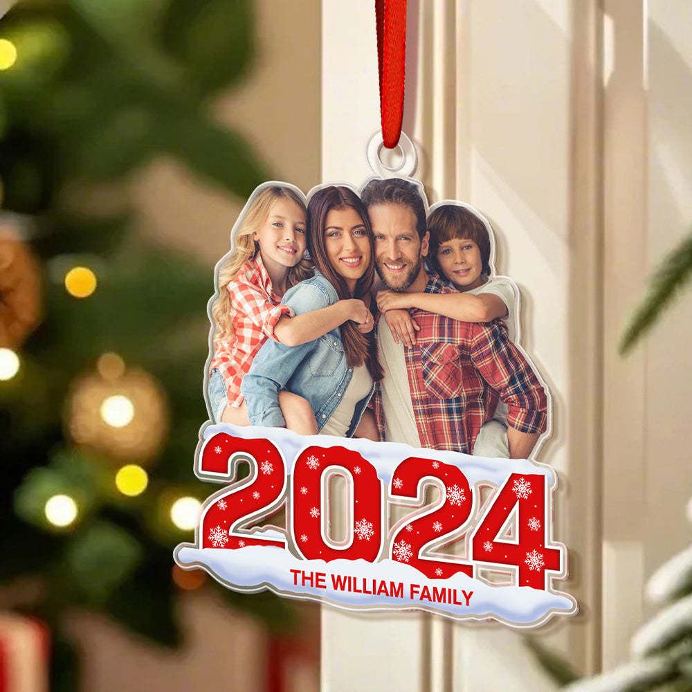 Custom Photo Christmas Ornament 2024 Acrylic Ornament Christmas Gift for Family or Friend - MyPhotoMugs