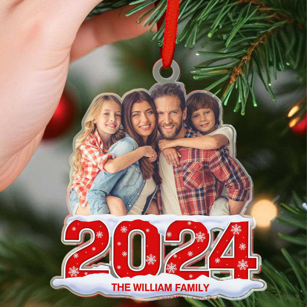 Custom Photo Christmas Ornament 2024 Acrylic Ornament Christmas Gift for Family or Friend - MyPhotoMugs
