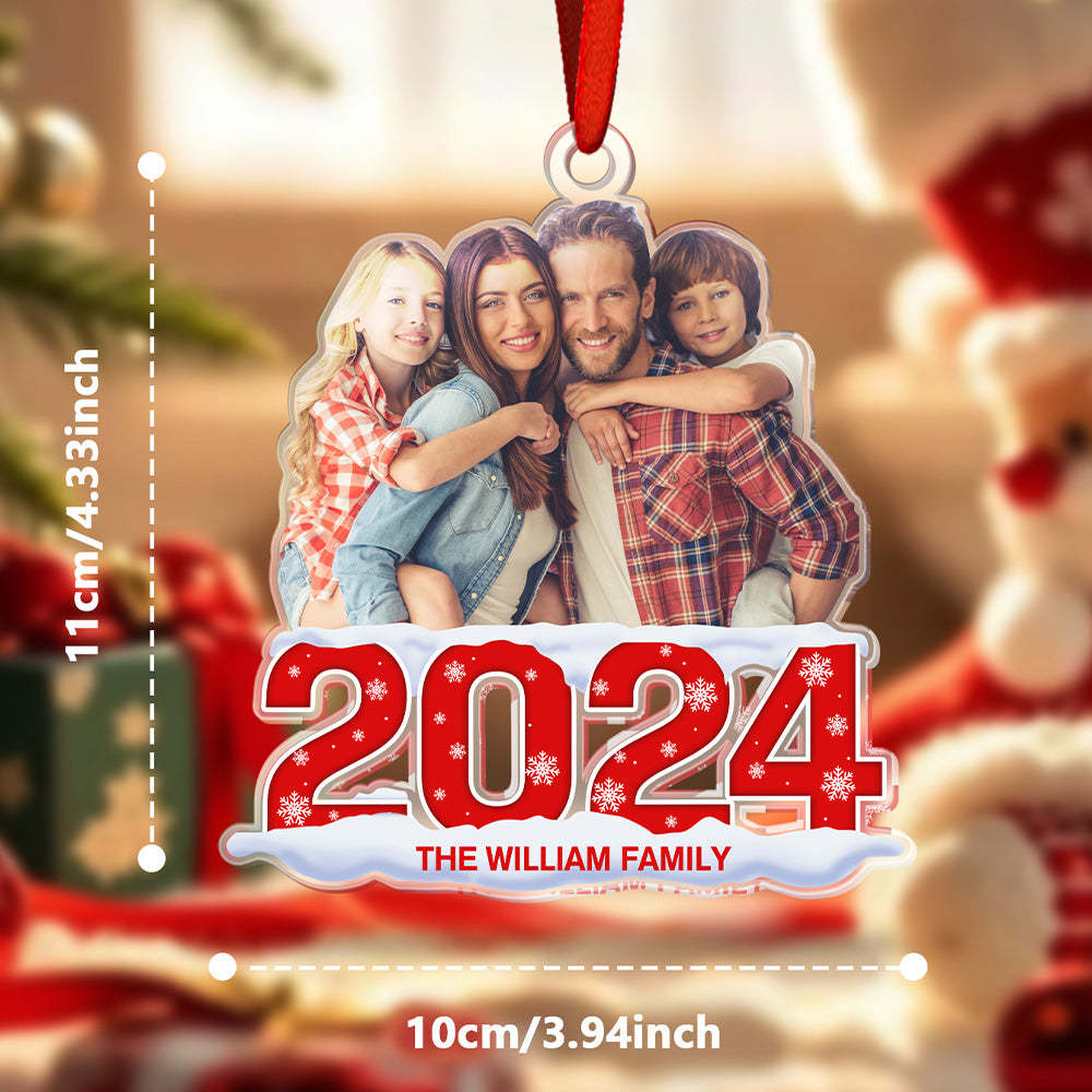 Custom Photo Christmas Ornament 2024 Acrylic Ornament Christmas Gift for Family or Friend - MyPhotoMugs
