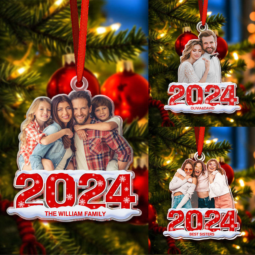 Custom Photo Christmas Ornament 2024 Acrylic Ornament Christmas Gift for Family or Friend - MyPhotoMugs