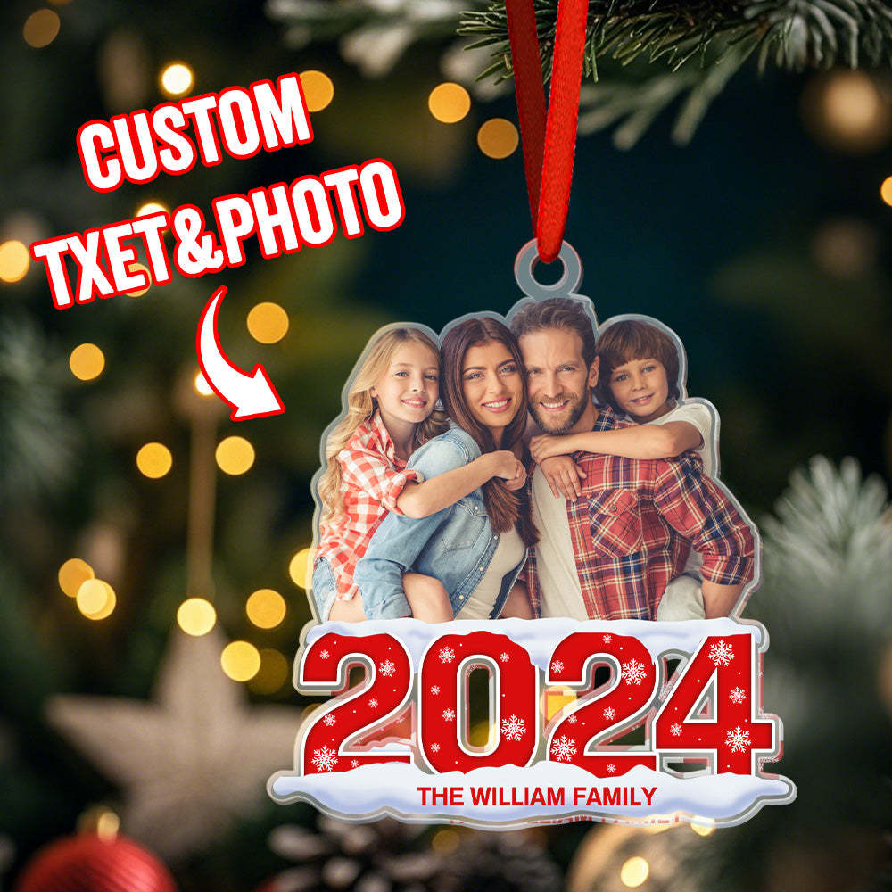 Custom Photo Christmas Ornament 2024 Acrylic Ornament Christmas Gift for Family or Friend - MyPhotoMugs