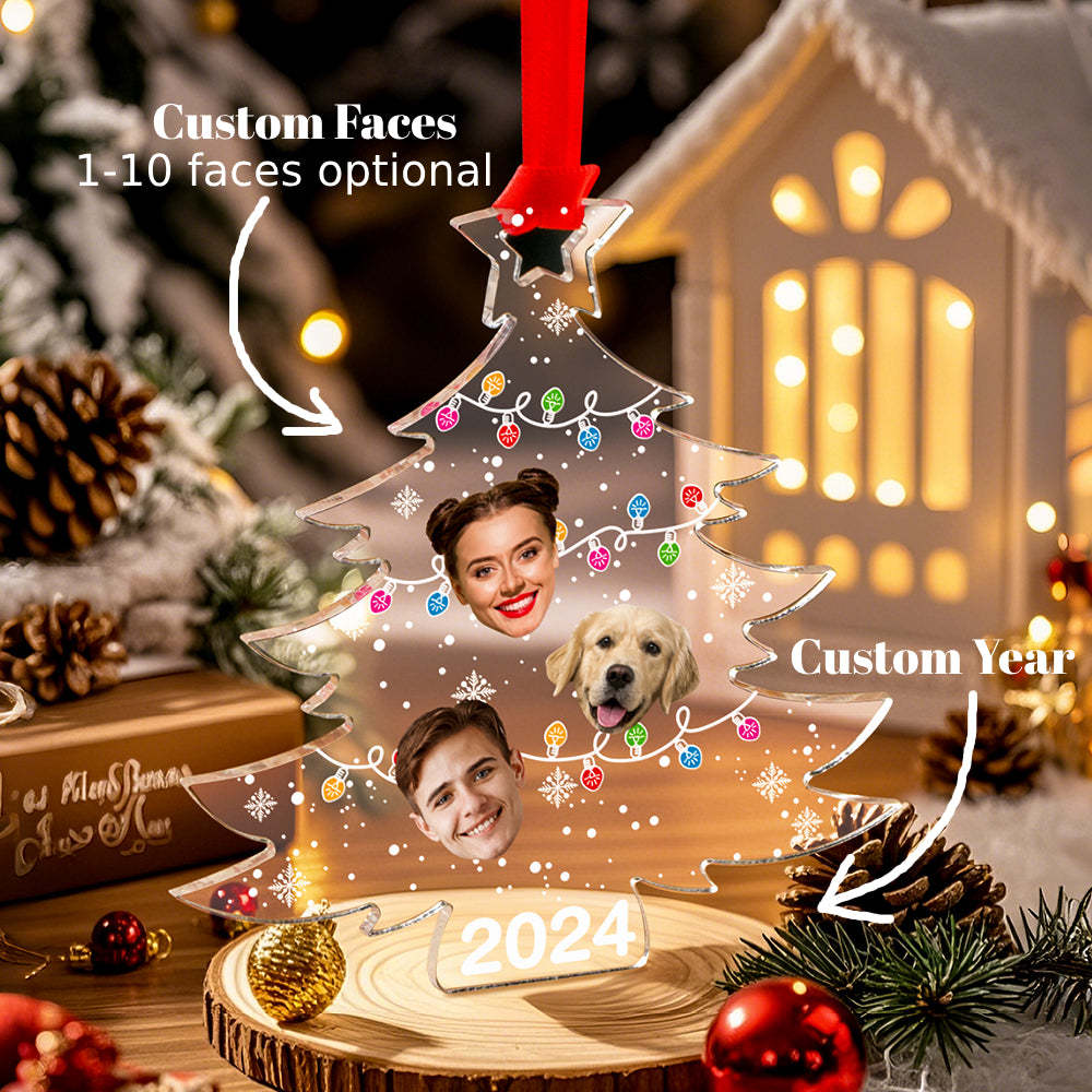 Personalized Photo Christmas Tree Family Ornament Funny Christmas Ornament Gift for Family - MyPhotoMugs