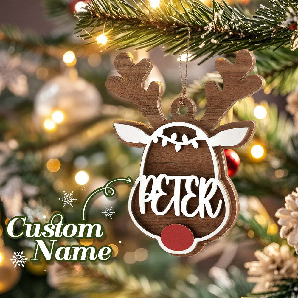 Personalized Reindeer Ornament with Name Christmas Tree Decorations Gift - Myphotomugs