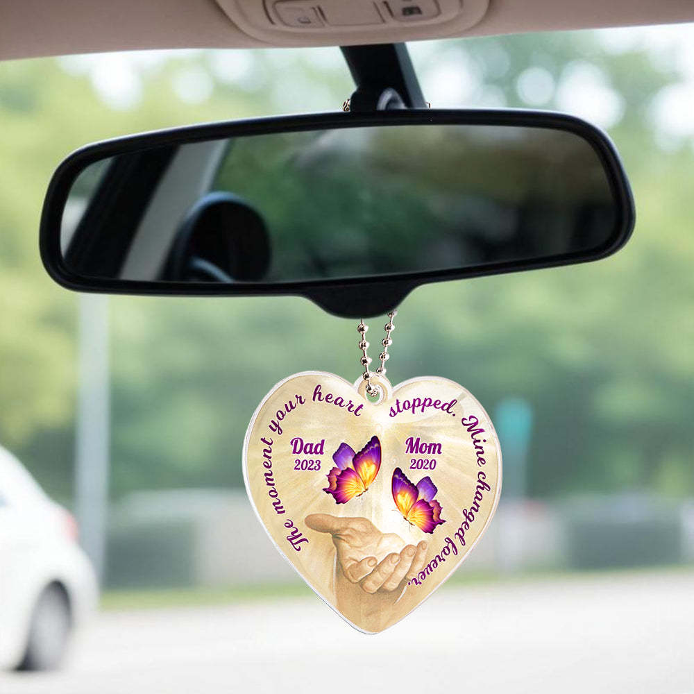 Personalized Butterfly Car Ornament with Name Heart Memorial Ornament Gift - MyPhotoMugs