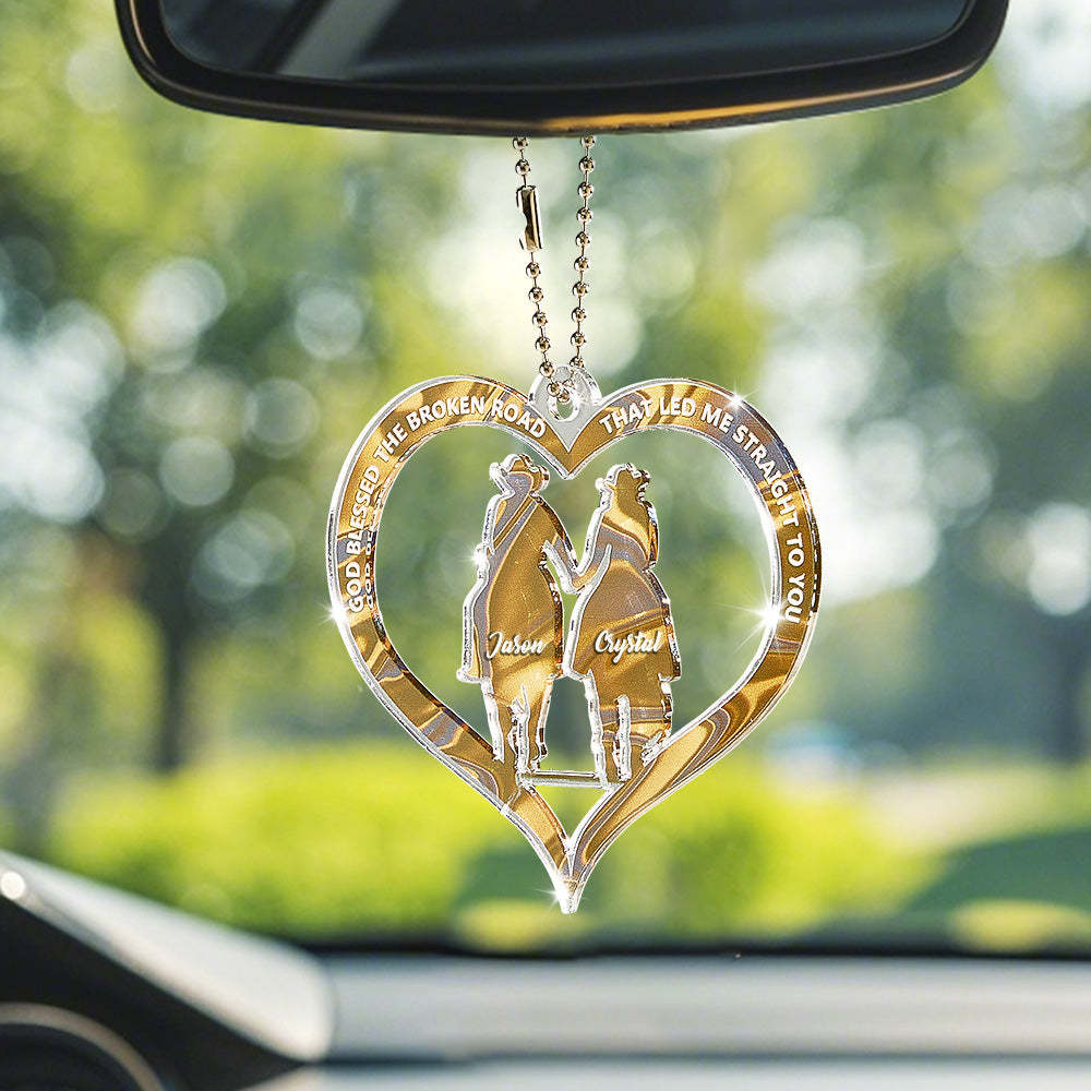 Personalized Cowboy And Cowgirl Holding Hands God Blessed Ornament Gift for Couples - MyPhotoMugs