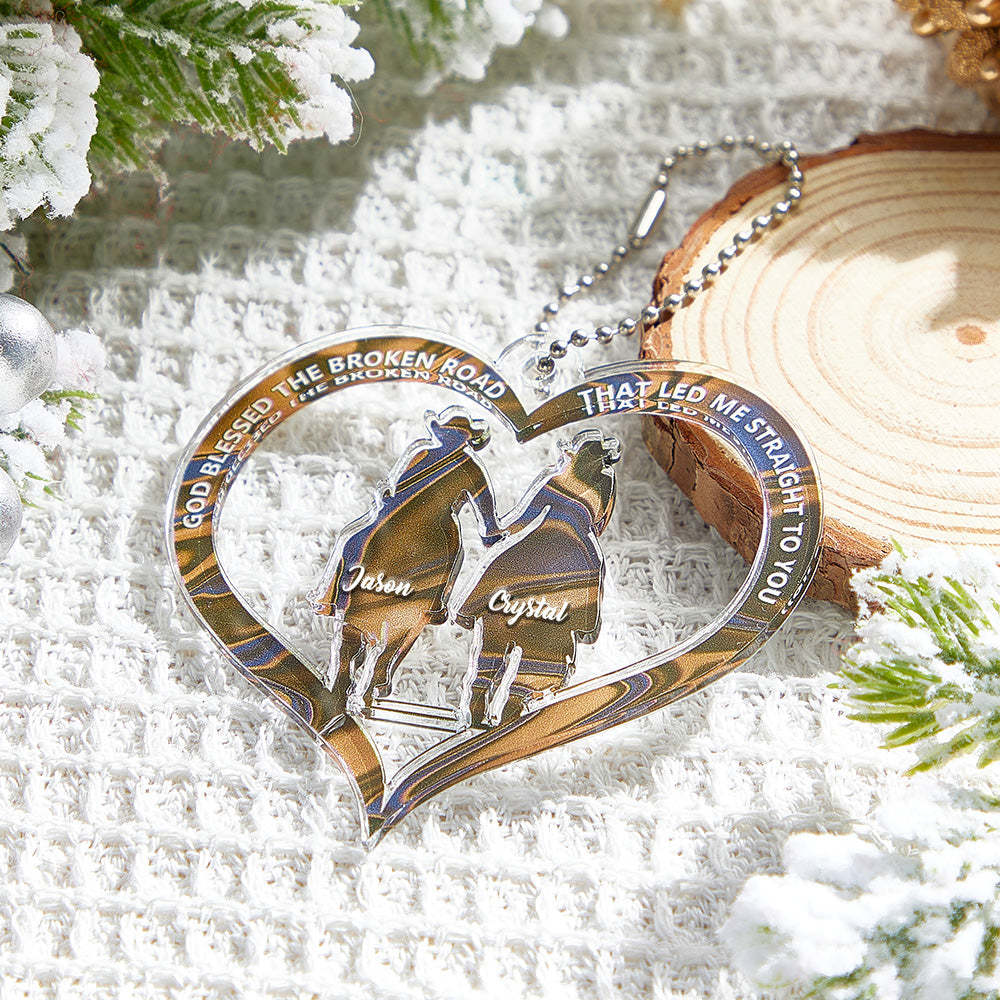 Personalized Cowboy And Cowgirl Holding Hands God Blessed Ornament Gift for Couples - MyPhotoMugs