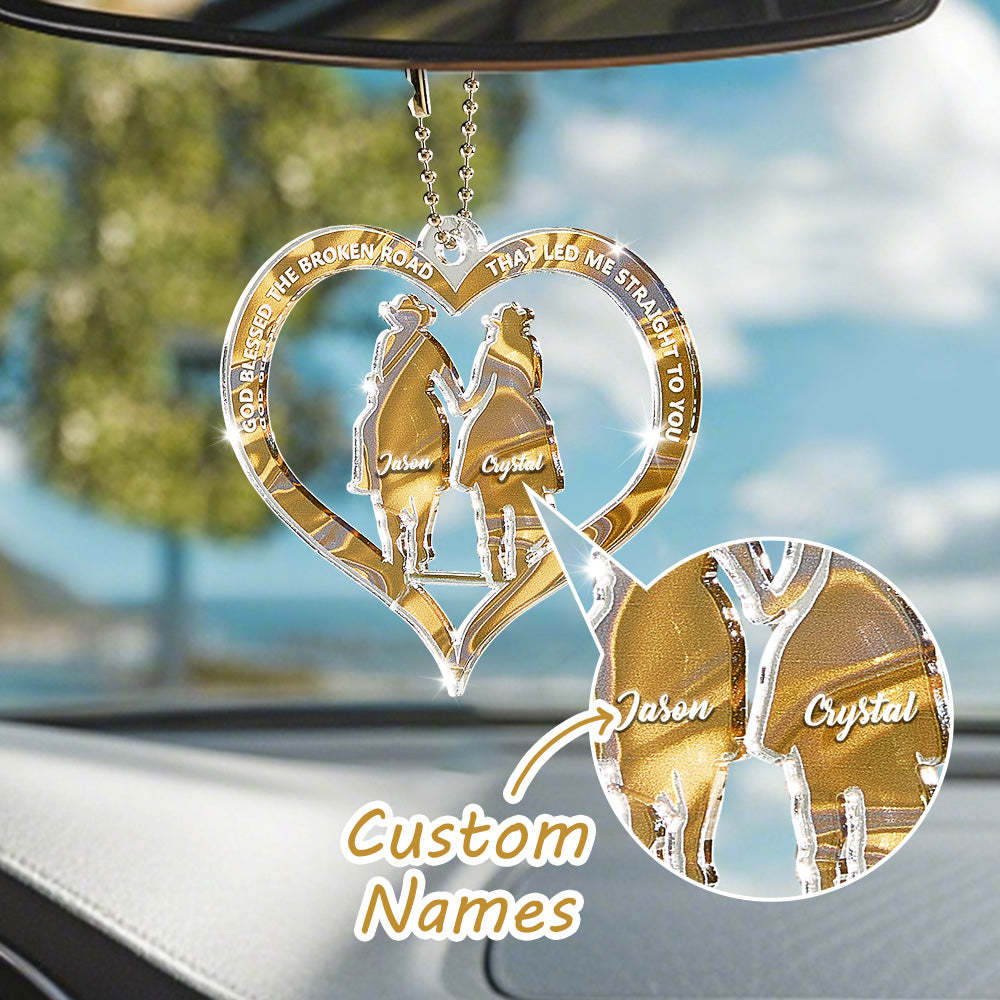 Personalized Cowboy And Cowgirl Holding Hands God Blessed Ornament Gift for Couples - MyPhotoMugs
