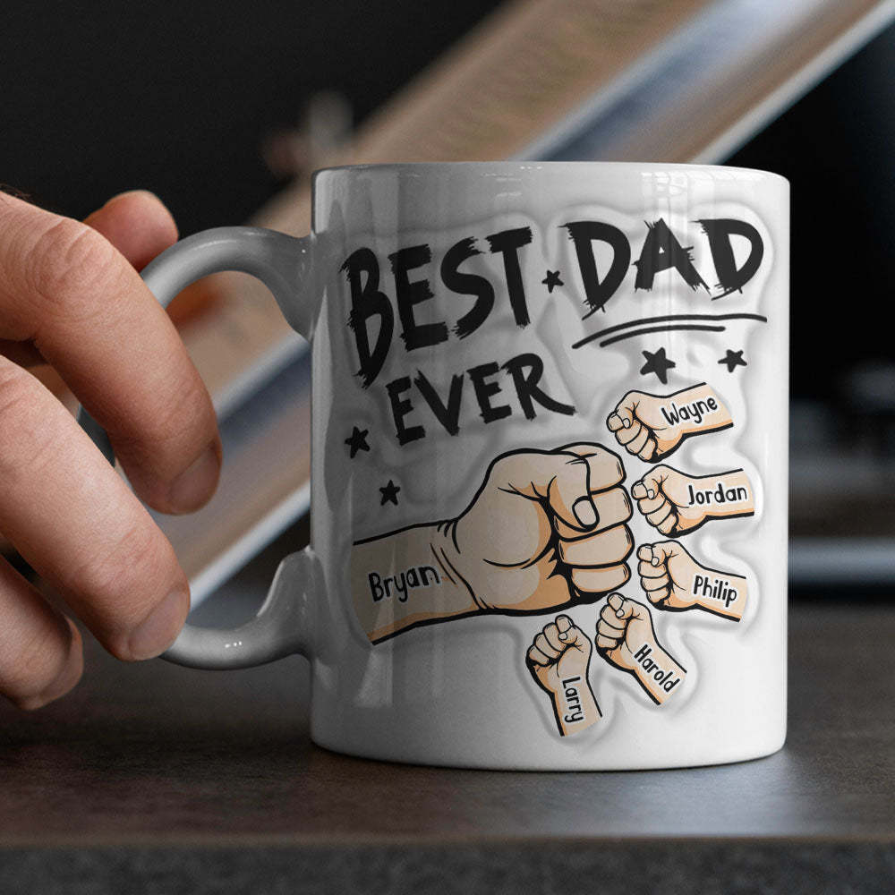 Father's Day Gifts Custom 1-6 Kids Personalized Names 3D Inflated Effect Printed Coffee Mug You are My Best Dad - Myphotomugs