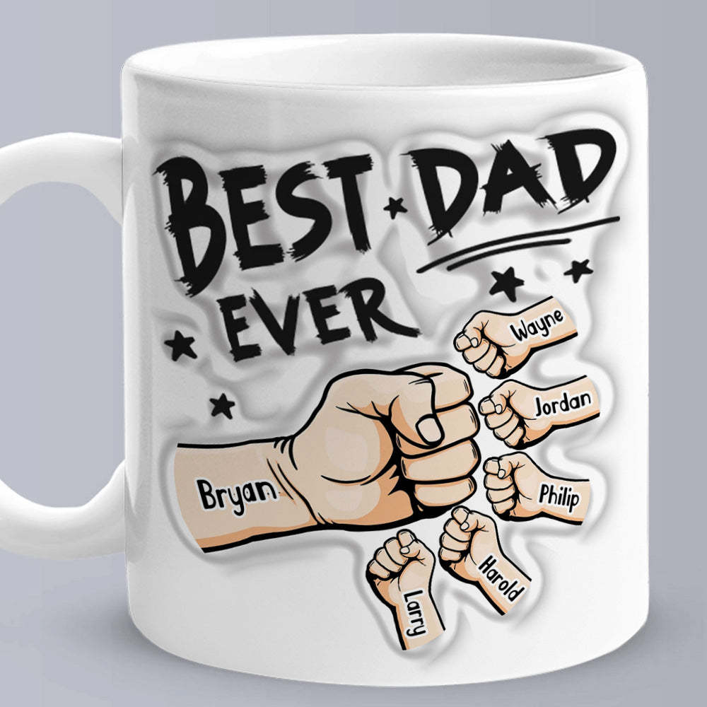 Father's Day Gifts Custom 1-6 Kids Personalized Names 3D Inflated Effect Printed Coffee Mug You are My Best Dad - Myphotomugs