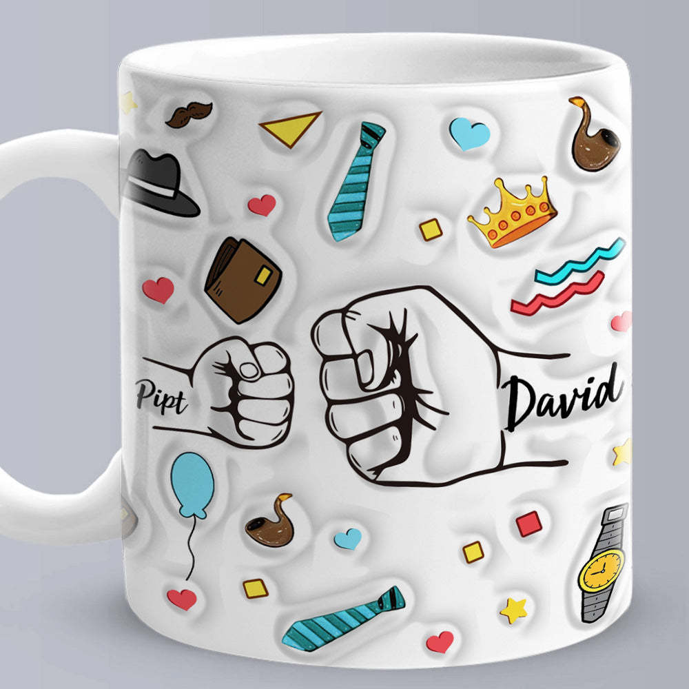Personalized Dad Fist Mug Best Daddy Ever Mug Name Coffee Mugs for Dad - Myphotomugs