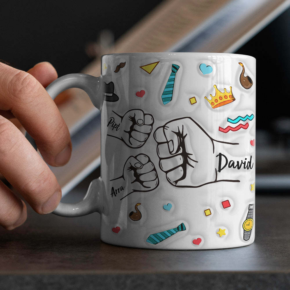 Personalized Dad Fist Mug Best Daddy Ever Mug Name Coffee Mugs for Dad - Myphotomugs