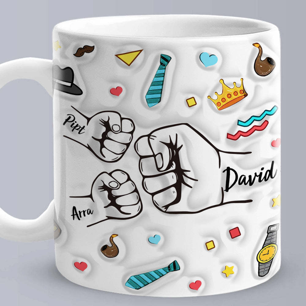 Personalized Dad Fist Mug Best Daddy Ever Mug Name Coffee Mugs for Dad - Myphotomugs