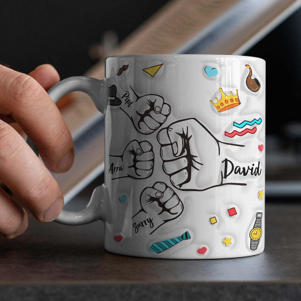 Personalized Dad Fist Mug Best Daddy Ever Mug Name Coffee Mugs for Dad - Myphotomugs