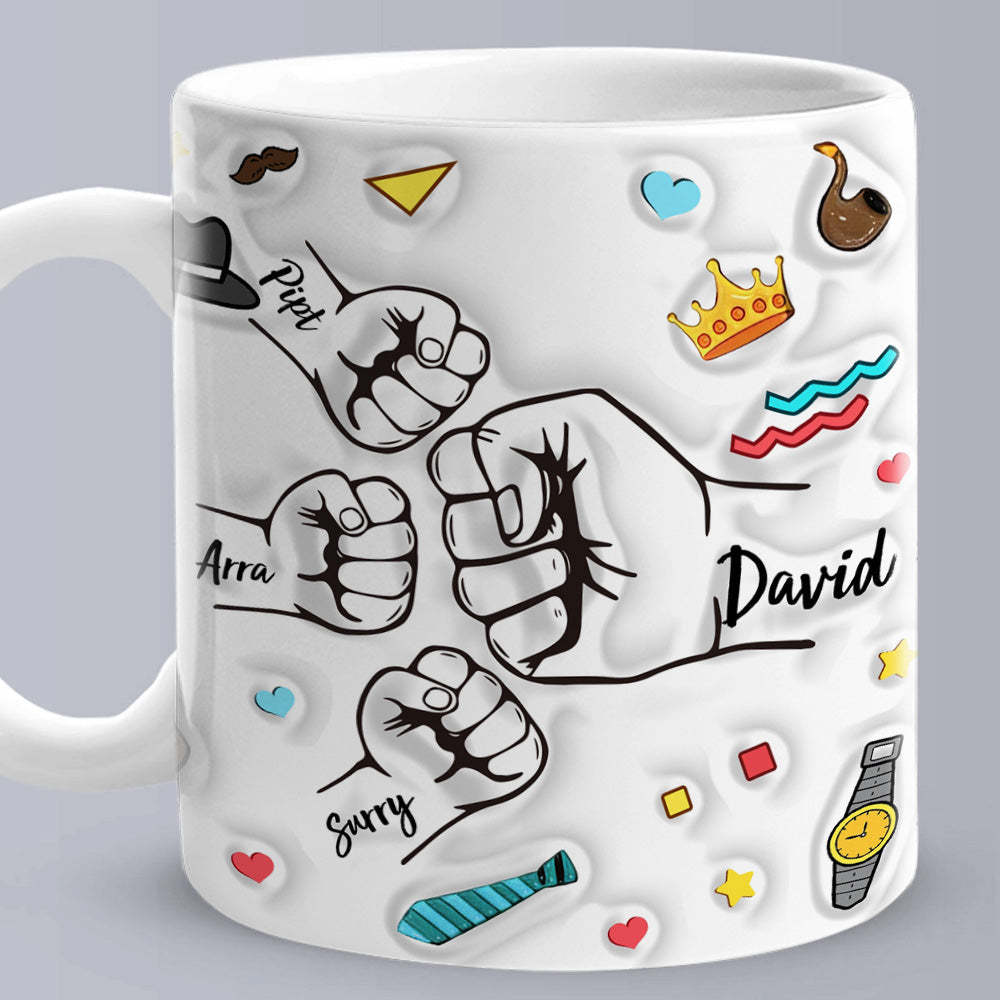 Personalized Dad Fist Mug Best Daddy Ever Mug Name Coffee Mugs for Dad - Myphotomugs