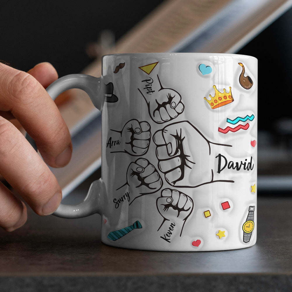 Personalized Dad Fist Mug Best Daddy Ever Mug Name Coffee Mugs for Dad - Myphotomugs