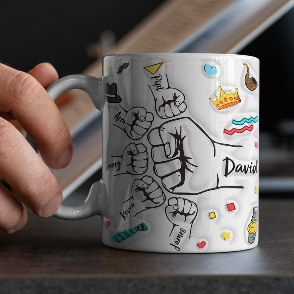 Personalized Dad Fist Mug Best Daddy Ever Mug Name Coffee Mugs for Dad - Myphotomugs