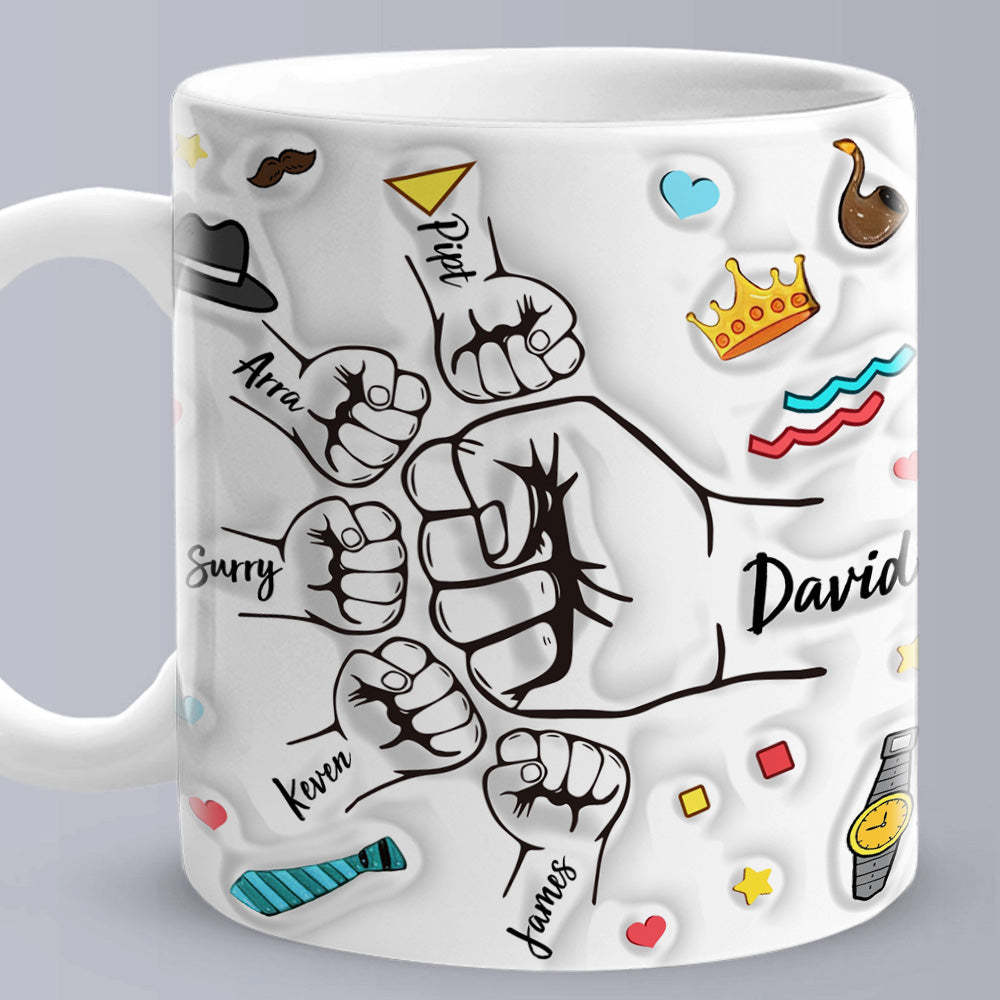 Personalized Dad Fist Mug Best Daddy Ever Mug Name Coffee Mugs for Dad - Myphotomugs