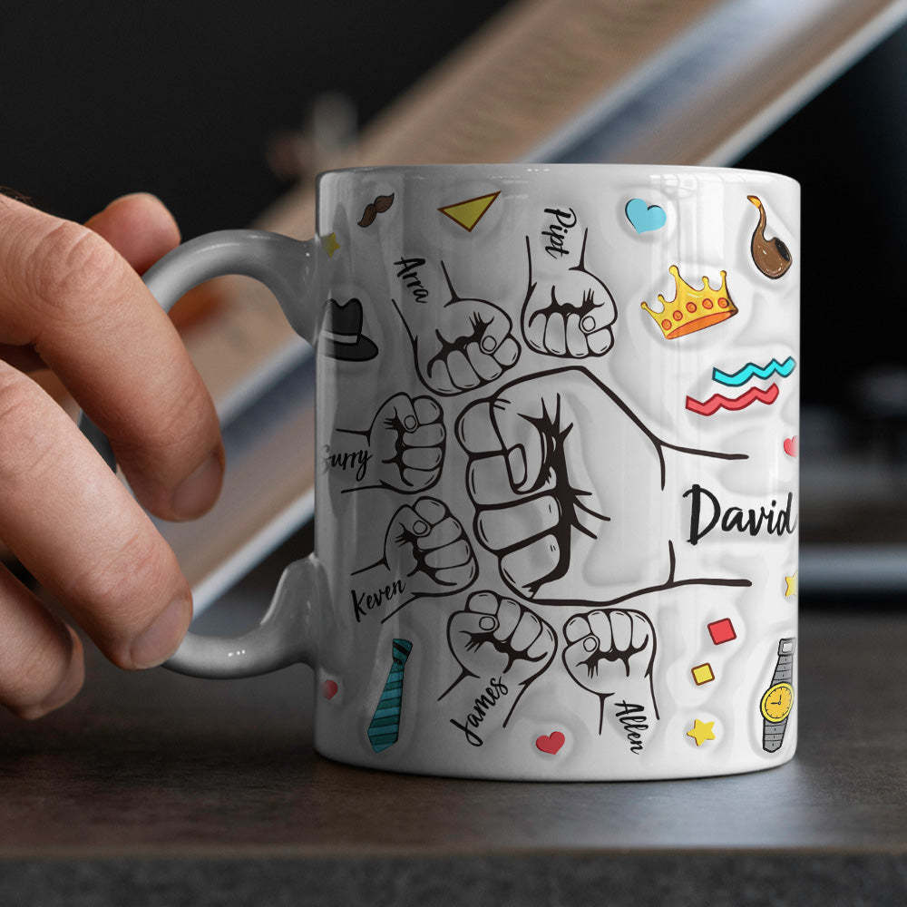 Personalized Dad Fist Mug Best Daddy Ever Mug Name Coffee Mugs for Dad - Myphotomugs
