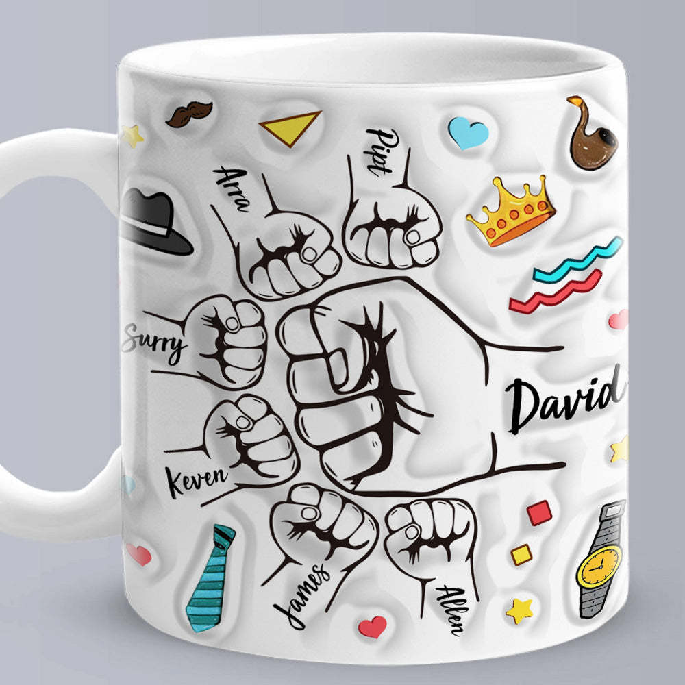 Personalized Dad Fist Mug Best Daddy Ever Mug Name Coffee Mugs for Dad - Myphotomugs