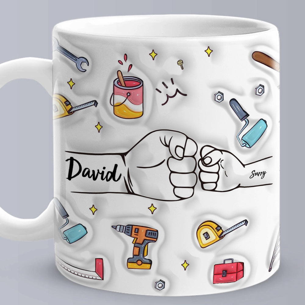 Personalized Dad Fist Mug Custom Dad Fist Mug Fathers Day Coffee Mugs Father Hand Mug