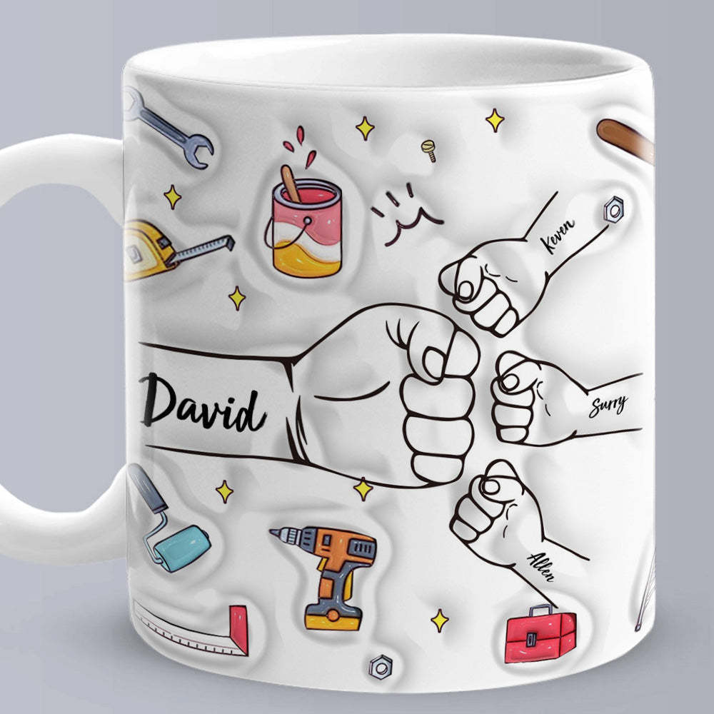 Personalized Dad Fist Mug Custom Dad Fist Mug Fathers Day Coffee Mugs Father Hand Mug - Myphotomugs