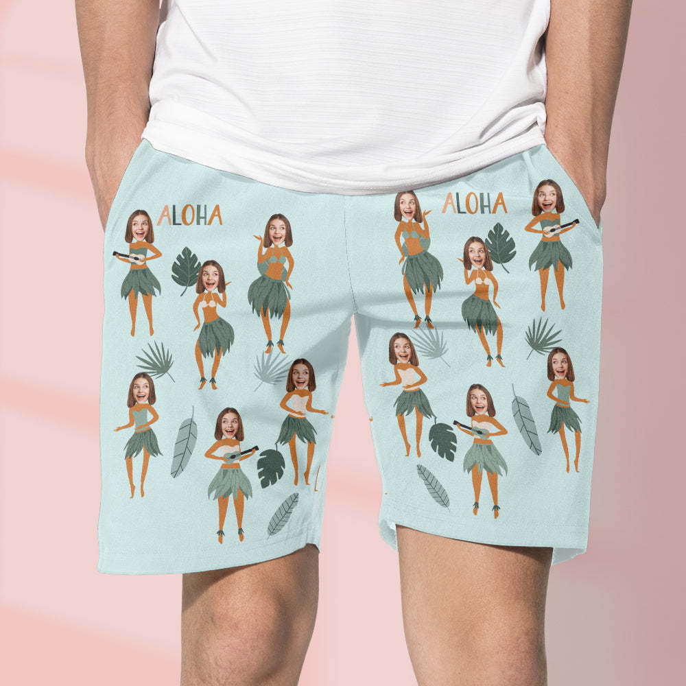 Custom Photo Face Beach Trunk Shorts Funny Summer Gifts - Myphotomugs