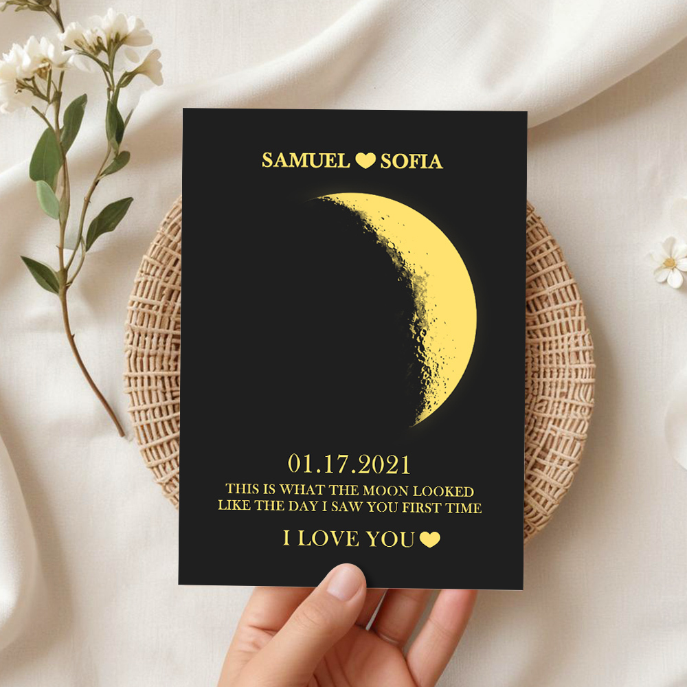 Custom Moon Phase Card Personalized Anniversary Memory Greeting Card