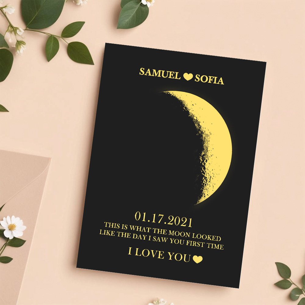 Custom Moon Phase Card Personalized Anniversary Memory Greeting Card