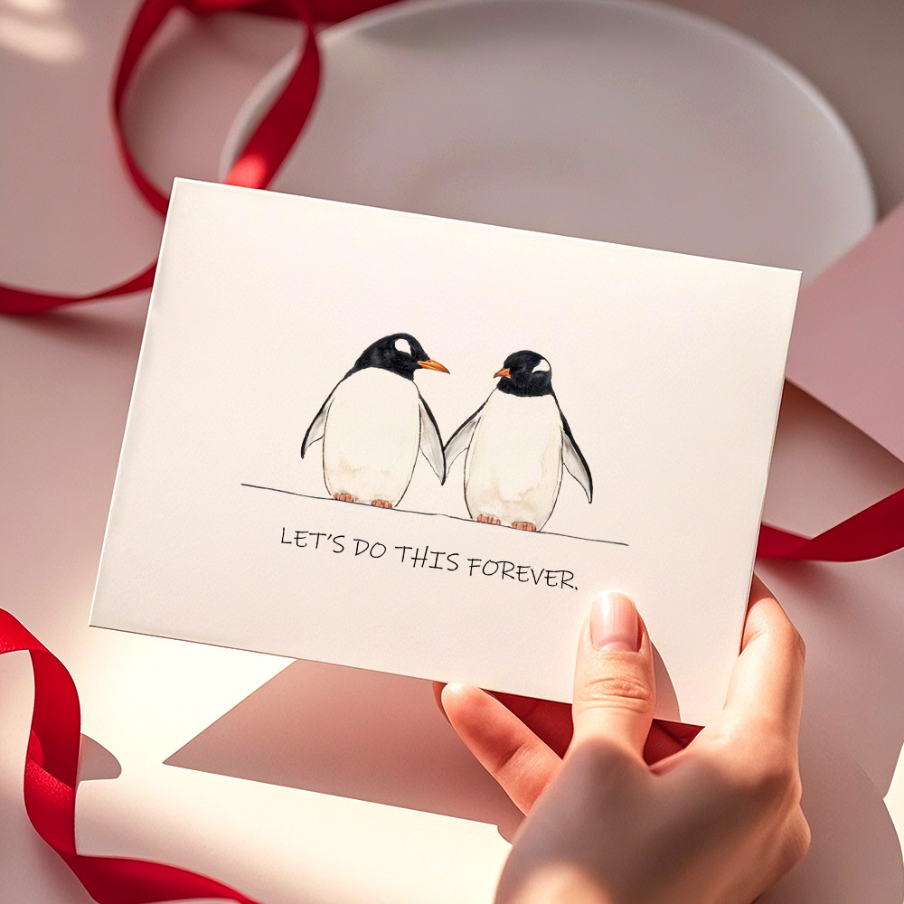 Penguin Love Card Valentine's Day Card Romantic Card for Lover