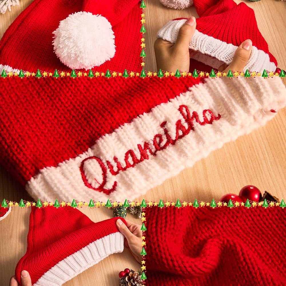Personalized Christmas Hat Embroidered Name Santa Hat Christmas Gift for Family - MyPhotoMugs