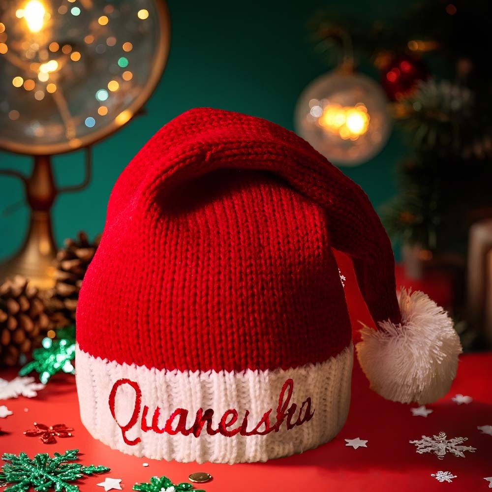 Personalized Christmas Hat Embroidered Name Santa Hat Christmas Gift for Family - MyPhotoMugs