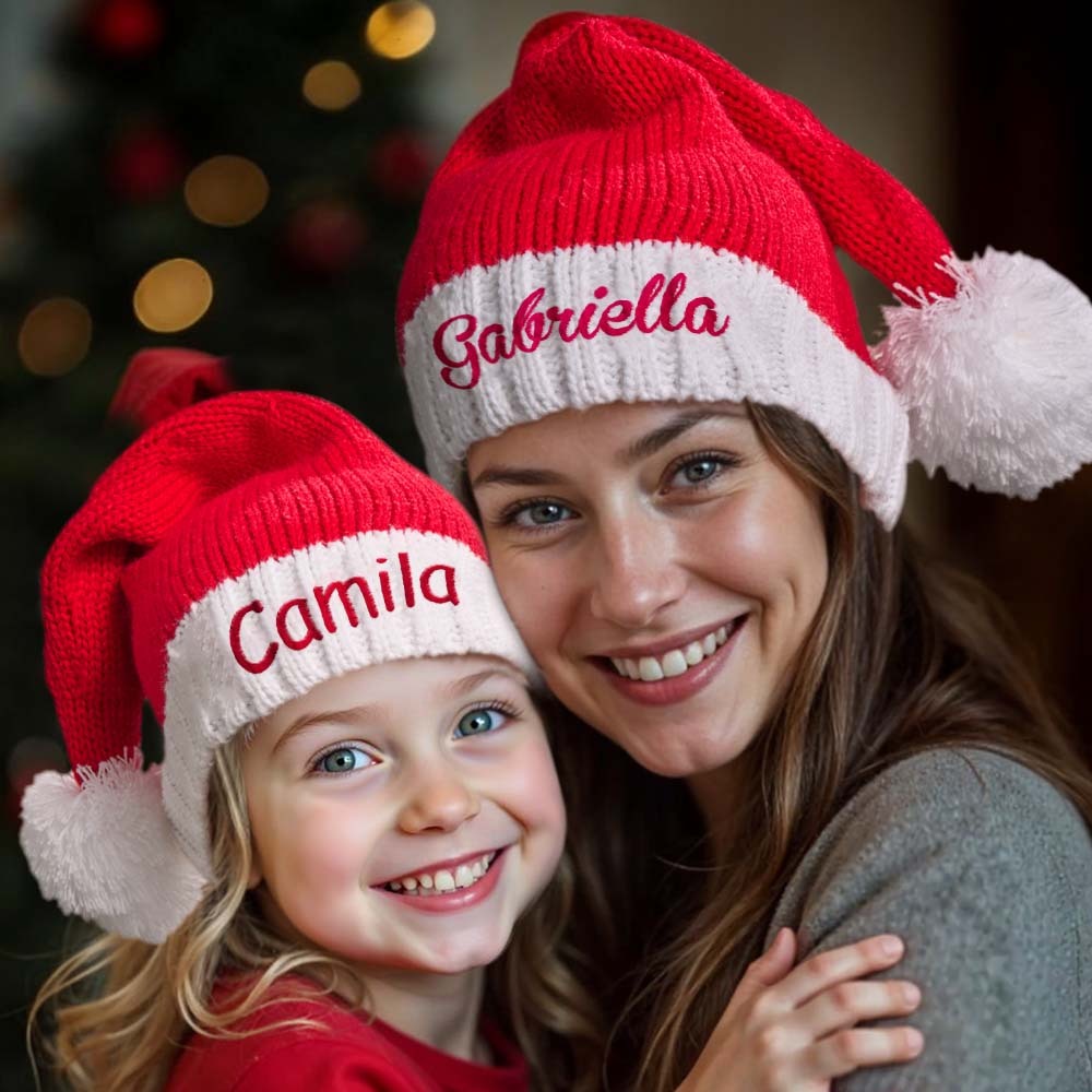 Personalized Christmas Hat Embroidered Name Santa Hat Christmas Gift for Family - MyPhotoMugs