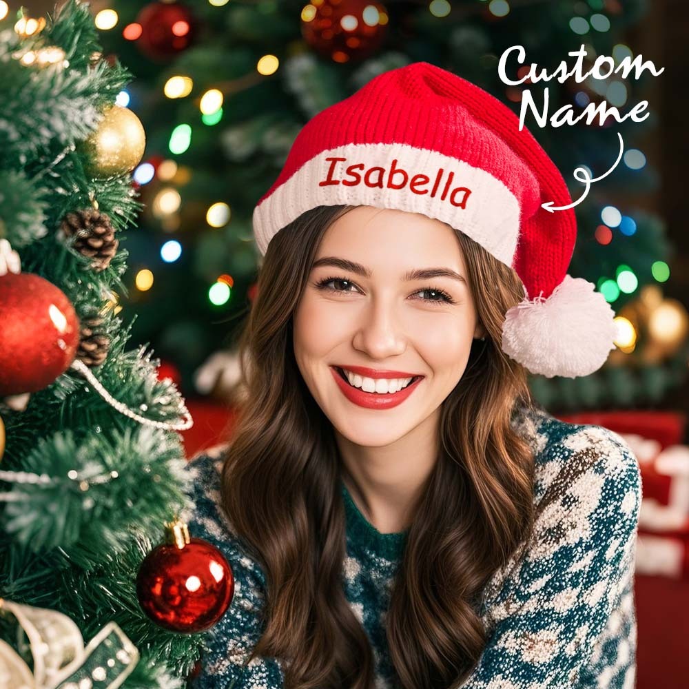 Personalized Christmas Hat Embroidered Name Santa Hat Christmas Gift for Family - MyPhotoMugs