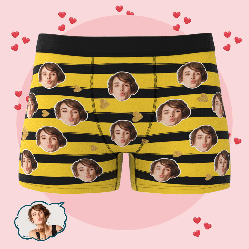 Custom Face Underwear Personalized Stripes Underwear Photo Underwear for Lover
