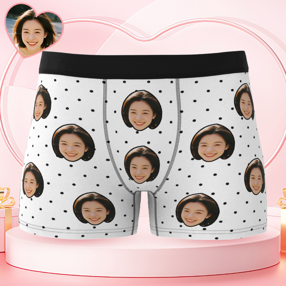 Personalized Face Underwear Custom Photo Underwear Polka Boxers for Boyfriend