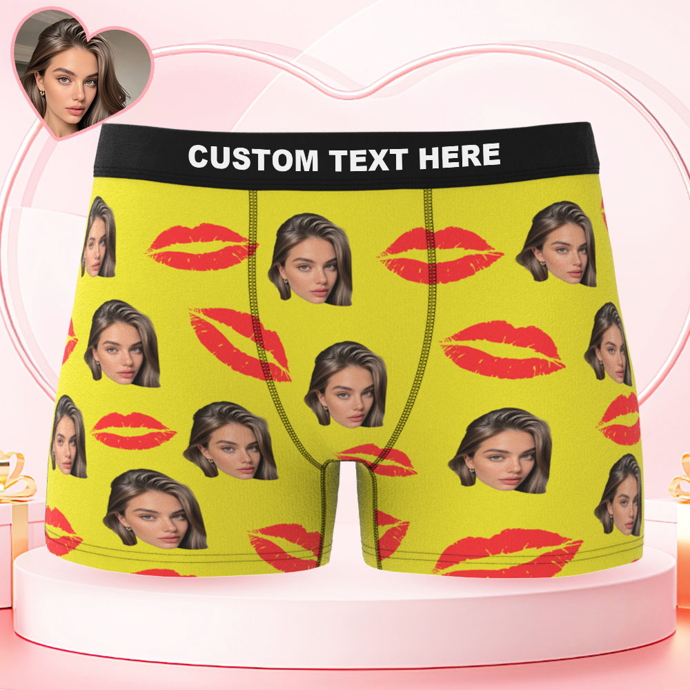 Custom Photo Panties Custom Photo Underwear with Red Lips Personalized Sexy Gift for Couples 