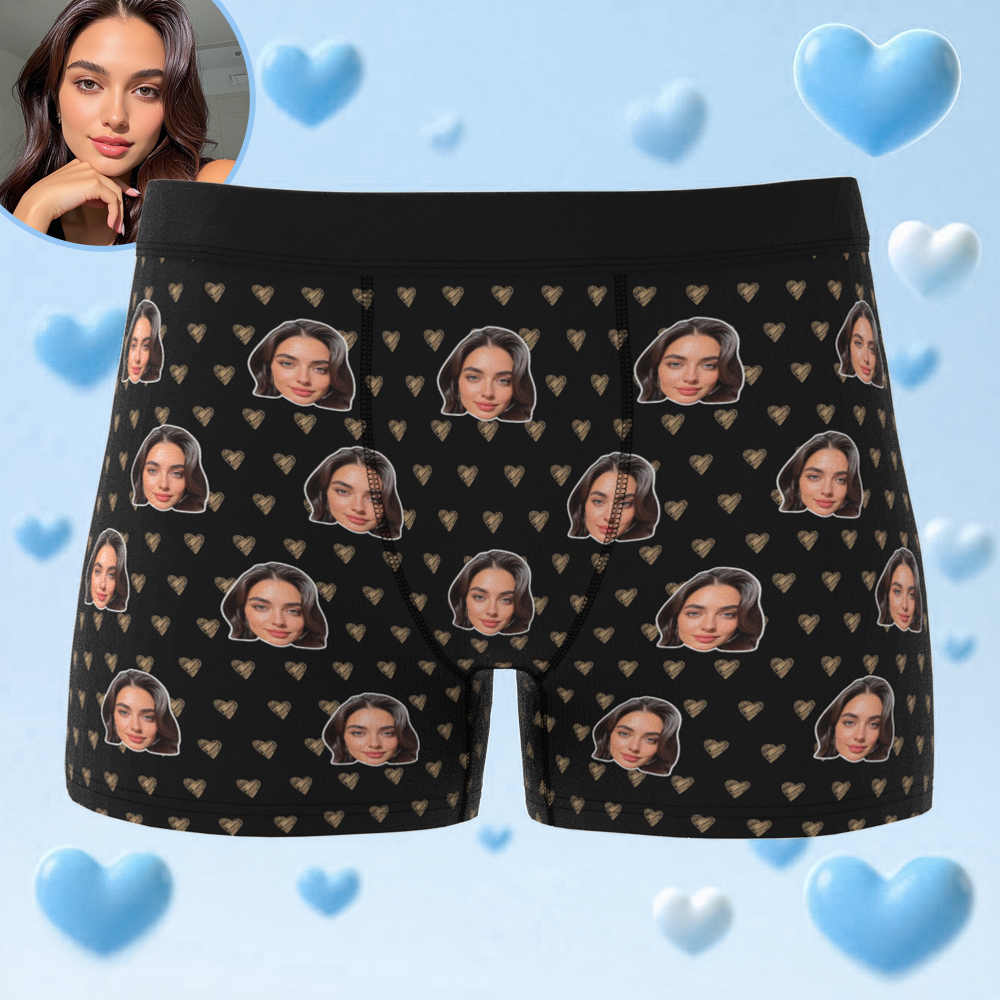 1-Custom Men's Boxer Briefs with Picture Custom Face Underwear Anniversary Gift Underwear