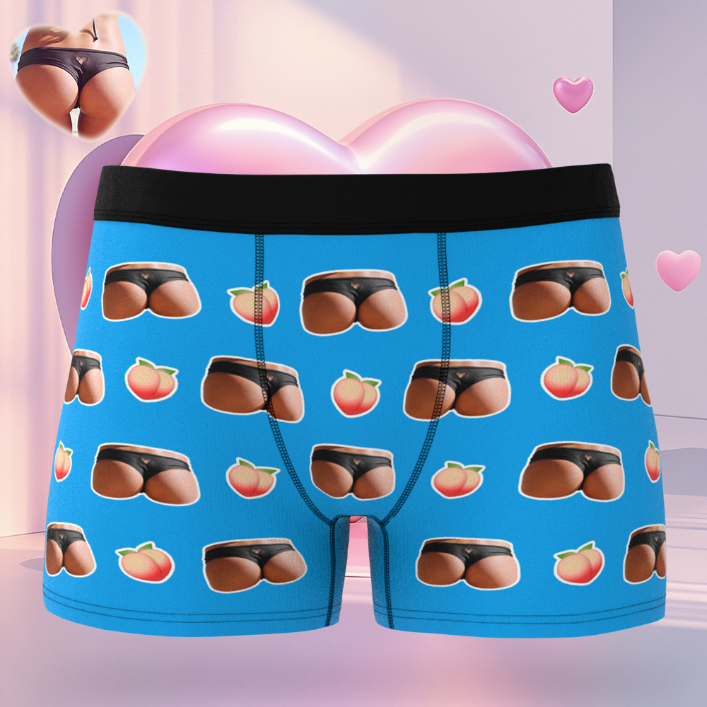 Custom Booty Boxers Personalized Photo Underwear Funny Gift for Him