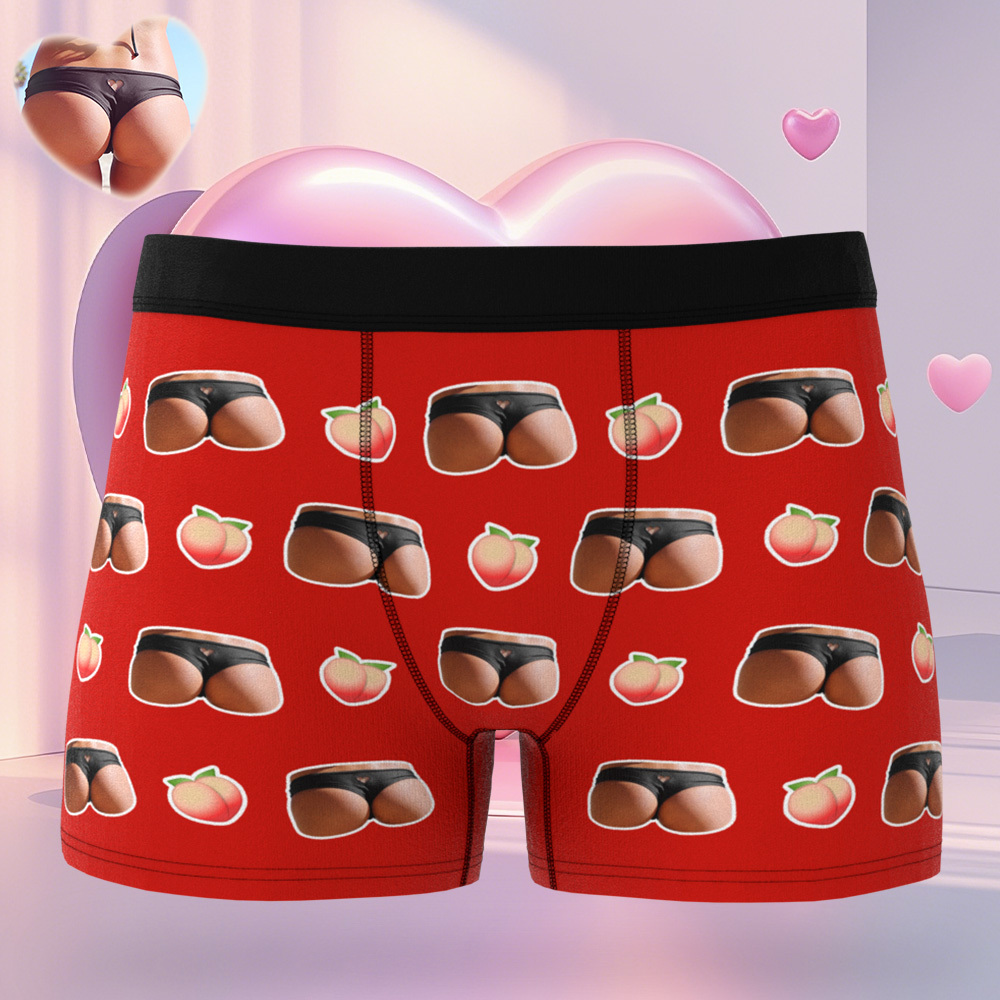 Custom Booty Boxers Personalized Photo Underwear Funny Gift for Him
