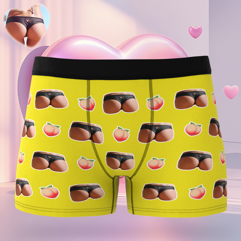 Custom Booty Boxers Personalized Photo Underwear Funny Gift for Him