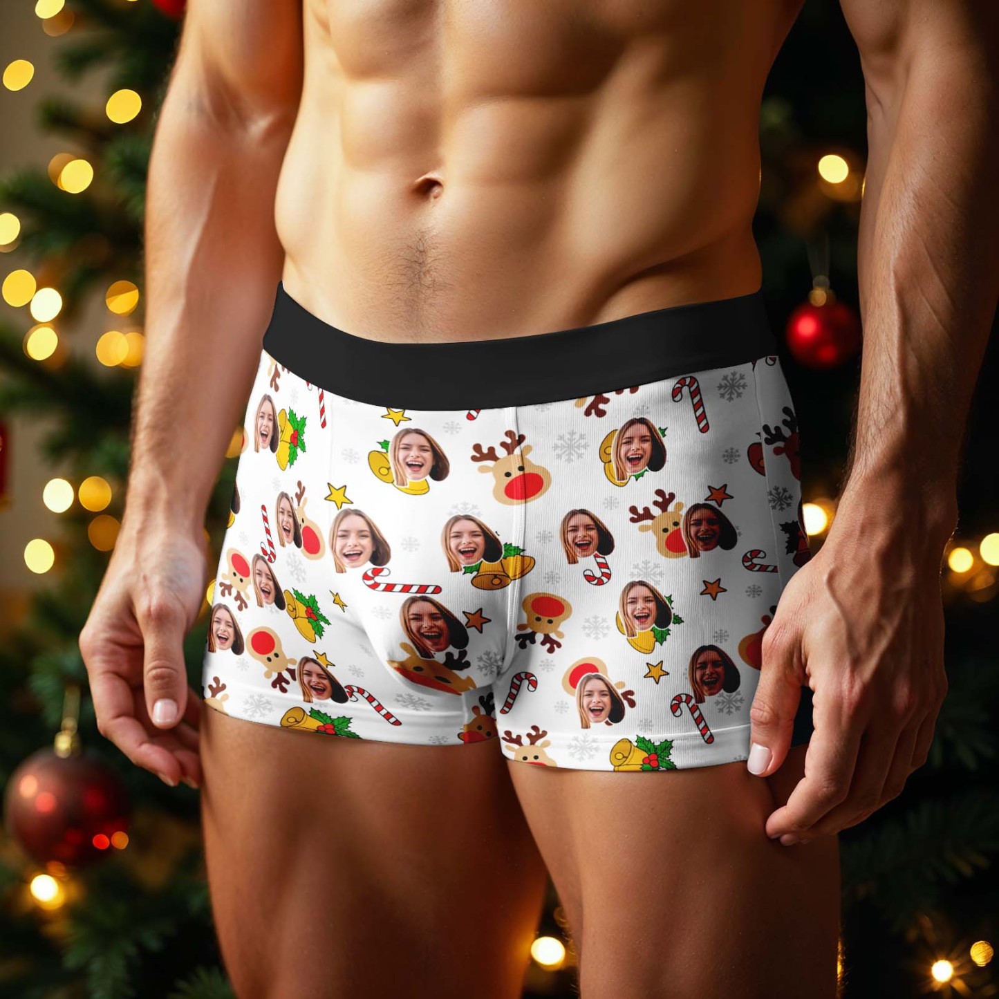 Custom Photo Christmas Panties Custom Santa Boxer Shorts Personalized Christmas Underwear Gifts