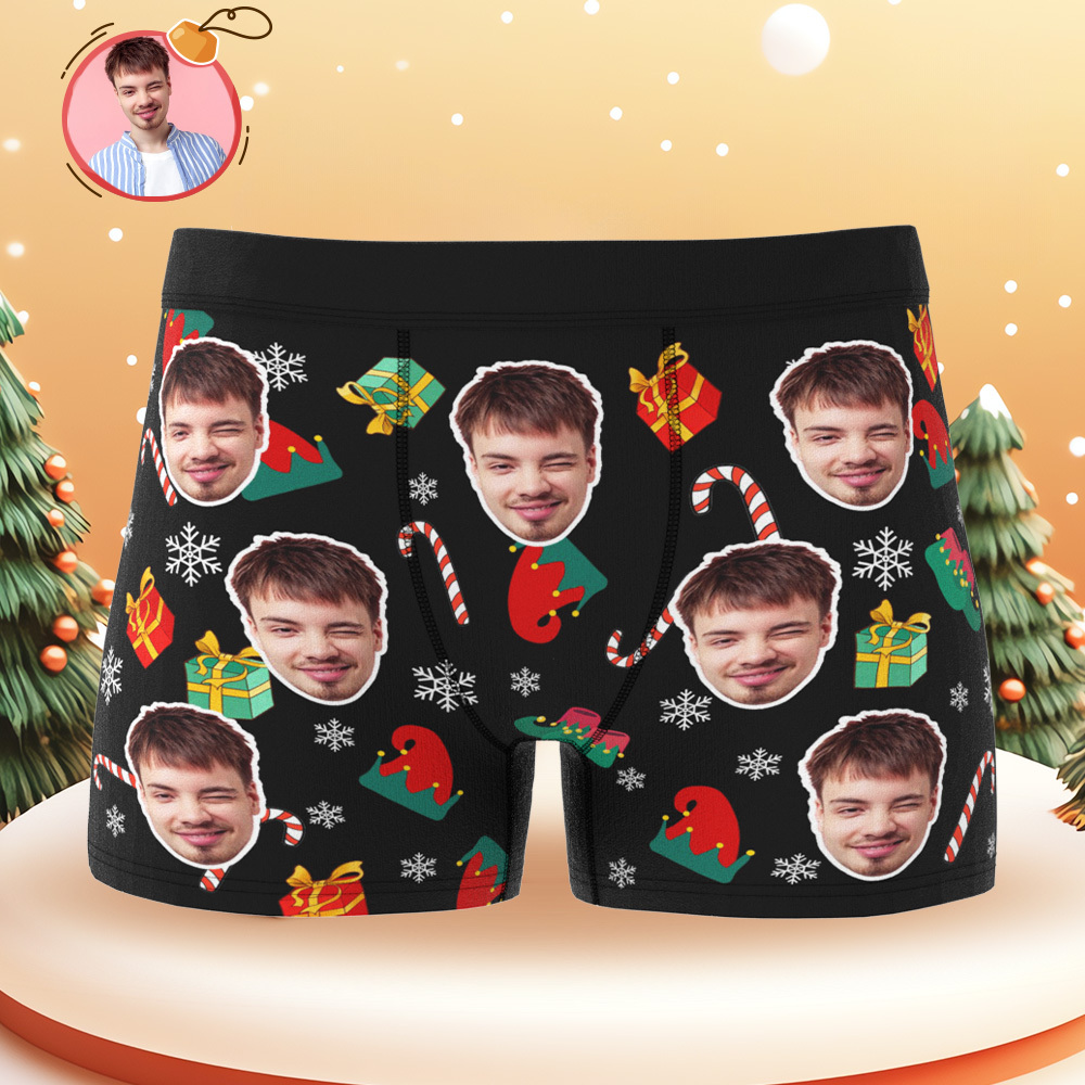 Custom Holiday Boxer Briefs Custom Photo Christmas Panties Custom Santa Boxer for Lover