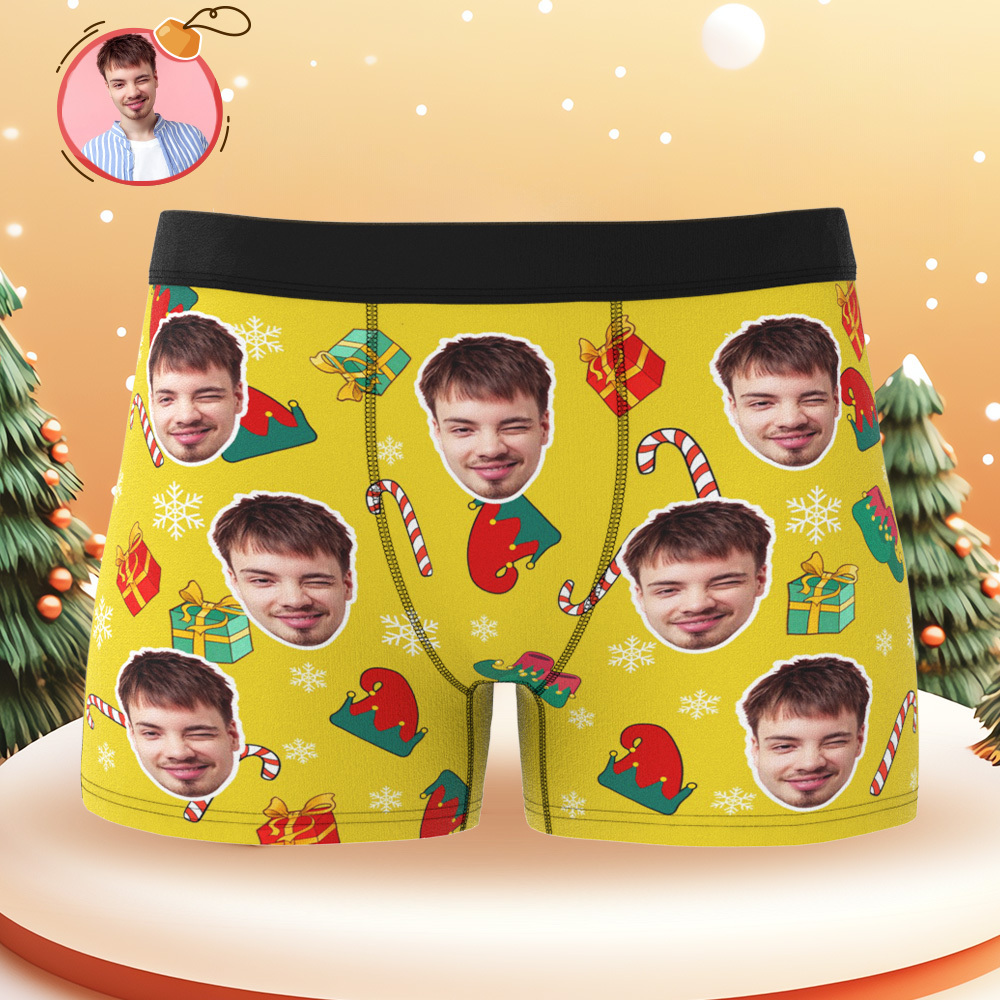 Custom Holiday Boxer Briefs Custom Photo Christmas Panties Custom Santa Boxer for Lover