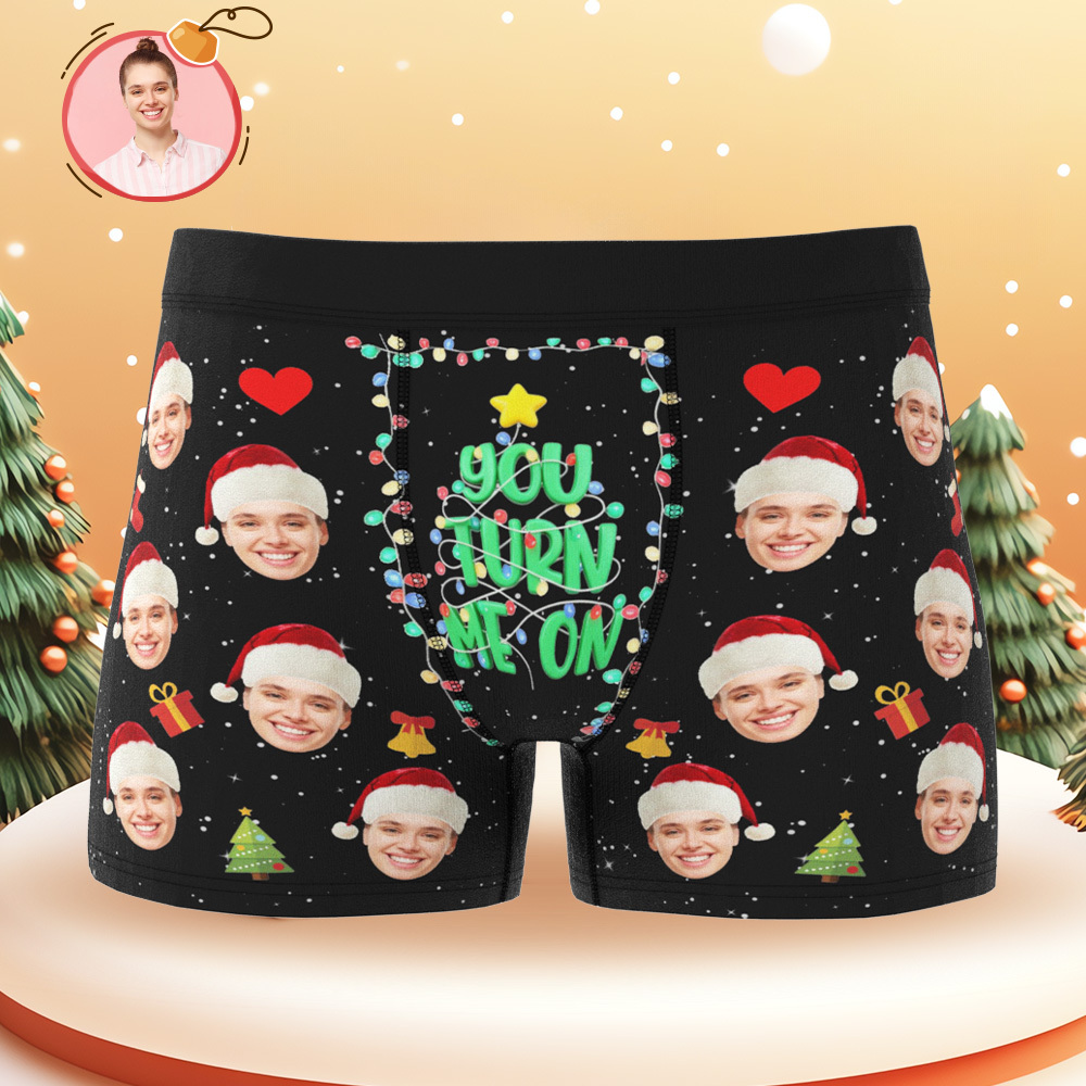 Personalized Holiday Underwear Custom Photo Christmas Panties Cute Xmas Gift for Him