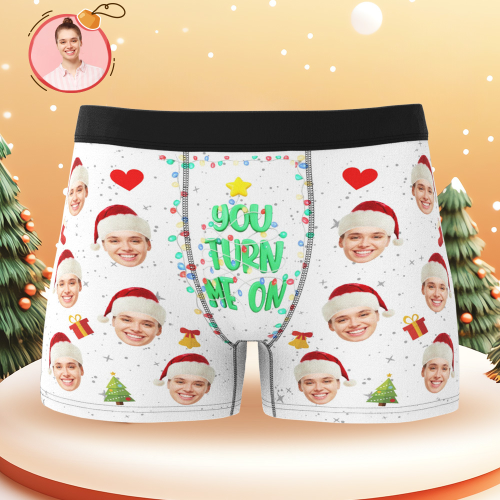 Personalized Holiday Underwear Custom Photo Christmas Panties Cute Xmas Gift for Him