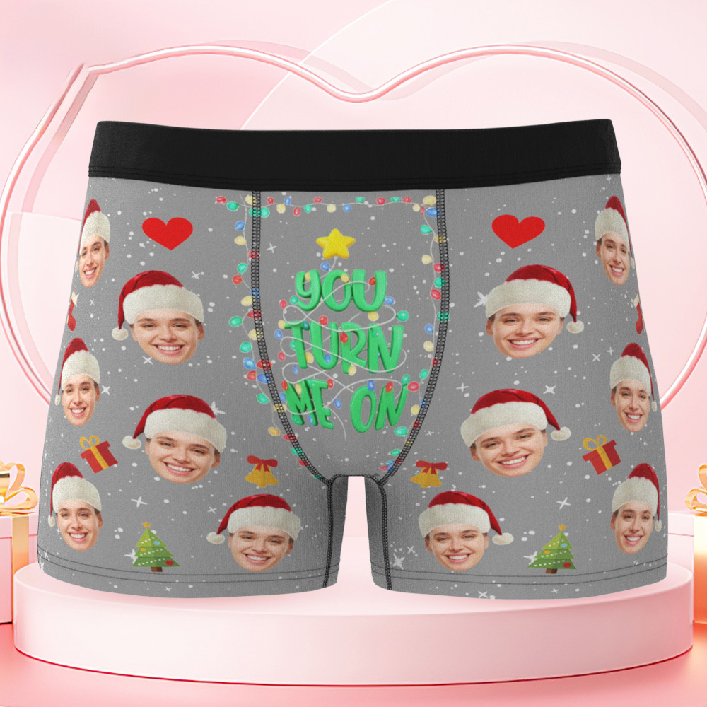 Personalized Holiday Underwear Custom Photo Christmas Panties Cute Xmas Gift for Him